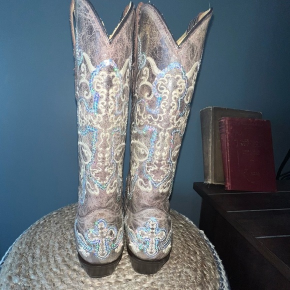 Corral Tobacco Silver Cross Western Boots - Picture 8 of 15